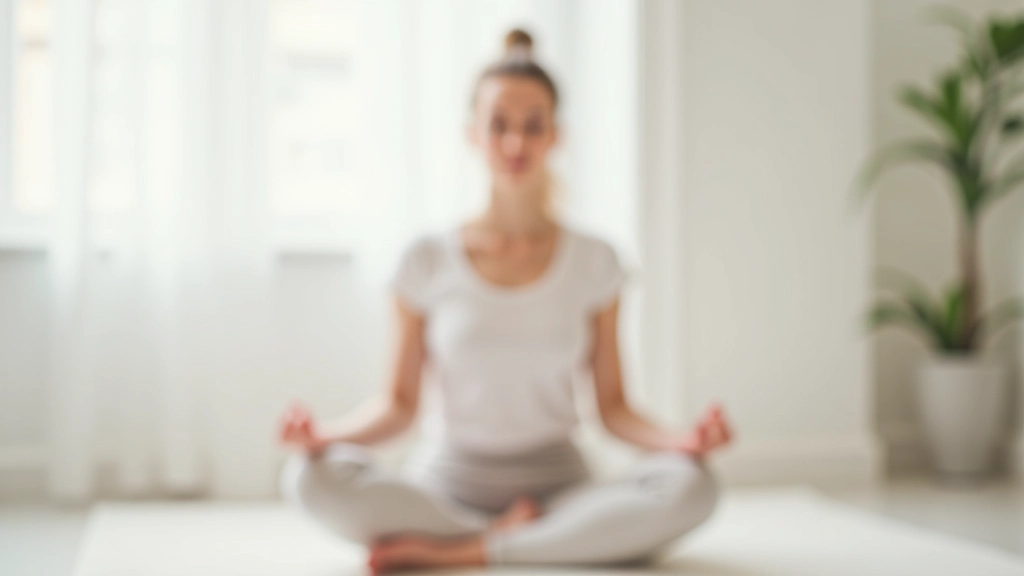 Persoon zit in vredige meditatiehouding in een minimalistisch interieur met veel licht